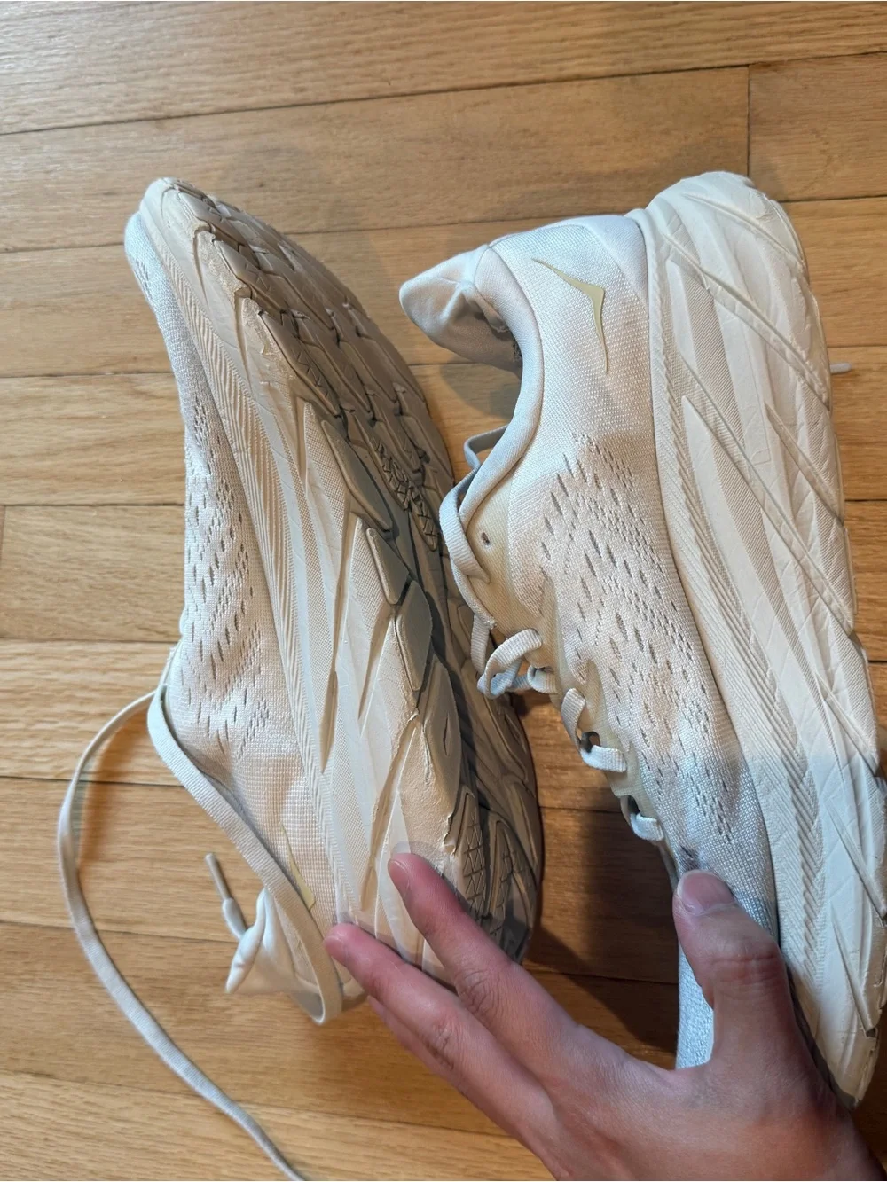 Hoka Men's Cream/White Lightweight Running Sneakers